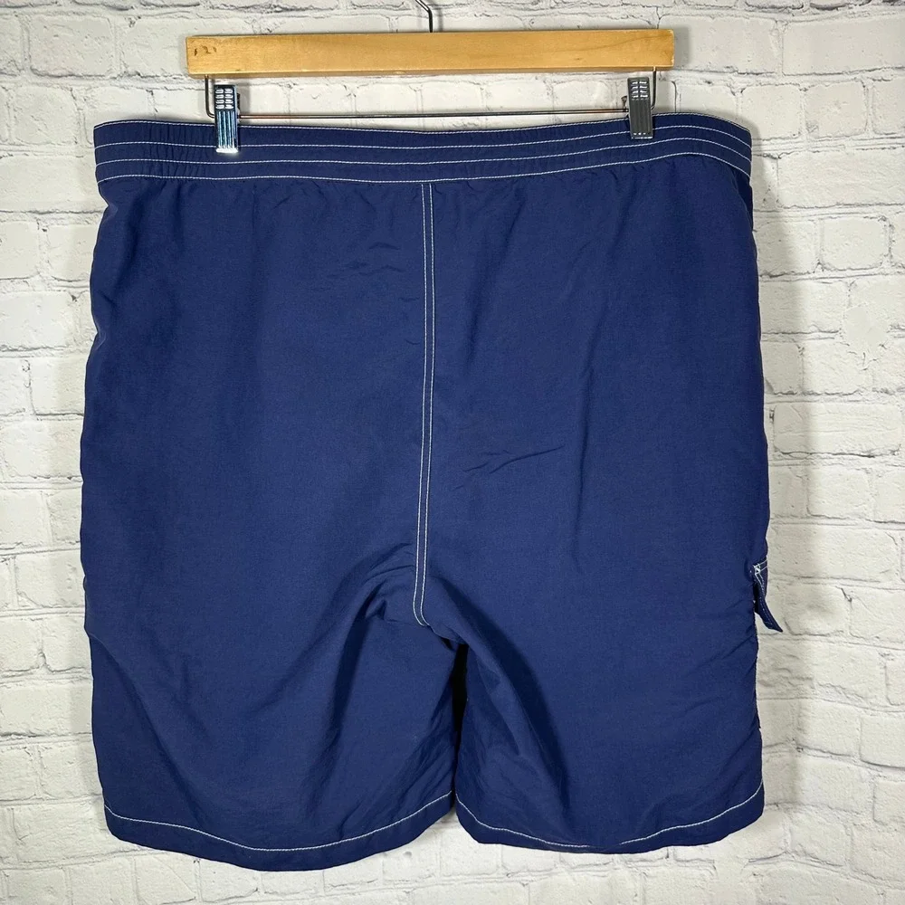 Polo Ralph Lauren Mens Swim Trunks XL Navy Blue Green Pony Cargo Pocket Shorts‎